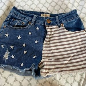 American Flag Jean Shorts